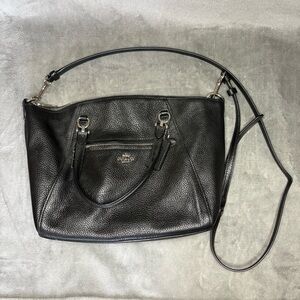 Coach New York Satchel, Black Leather, Silver